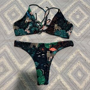 Skatie Jungle Print Bikini - Green and Black